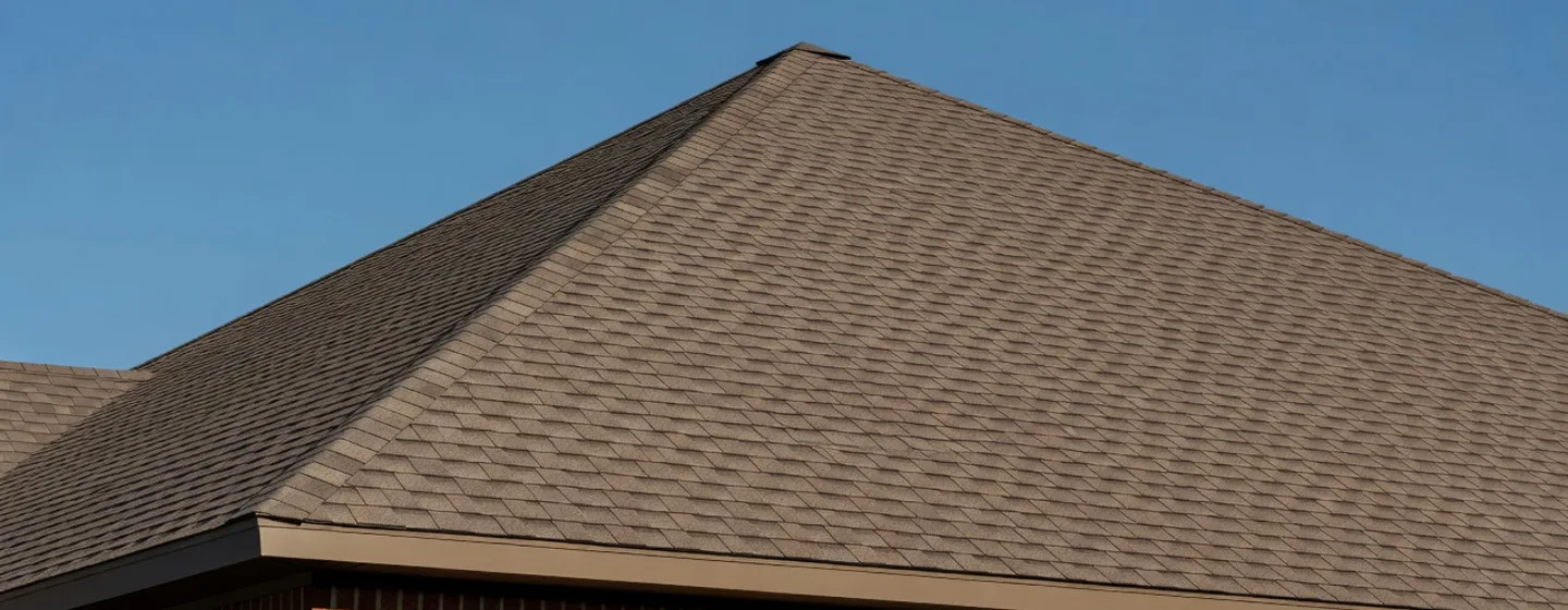 Roofing service scene; warm, credible, no fake provider logo.